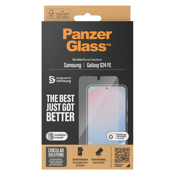 Tvrzené sklo UWF s aplikátorem pro Samsung Galaxy S24 FE, Čirá, PanzerGlass