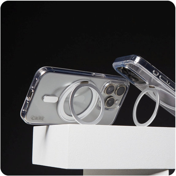 Pouzdro Kickstand s MagSafe pro iPhone 16 Plus, Stříbrná, CARE