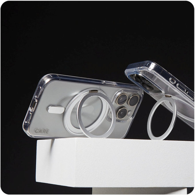 Pouzdro Kickstand s MagSafe pro iPhone 16 Plus, Stříbrná, CARE