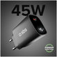 Cestovní adaptér LCD USB-C, GaN, 45 W PD, černá, SBS