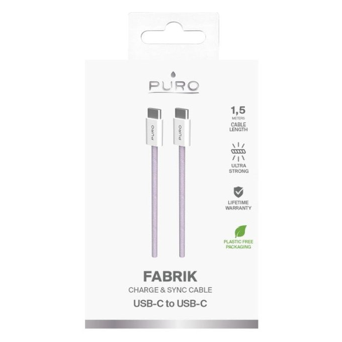 PURO - USB-C Kabel / USB-C, 60W, Fabrik FABK4, 1,5 m, coraltastic