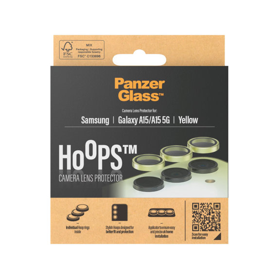 Ochranný kryt objektivu Hoops pro Samsung A15/A15 5G, Žlutá, PanzerGlass