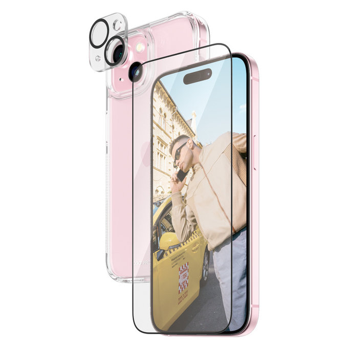 Bundle PicturePerfect + Tvrzené sklo UWF + Hard Case D3O pro iPhone 15, PanzerGlass