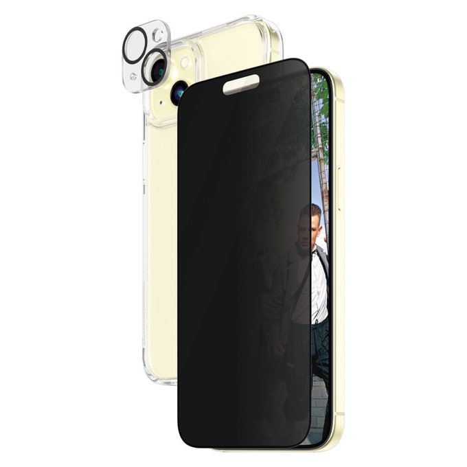 Bundle PicturePerfect + Tvrzené sklo UWF Privacy + Hard Case D3O pro iPhone 15 Plus, PanzerGlass