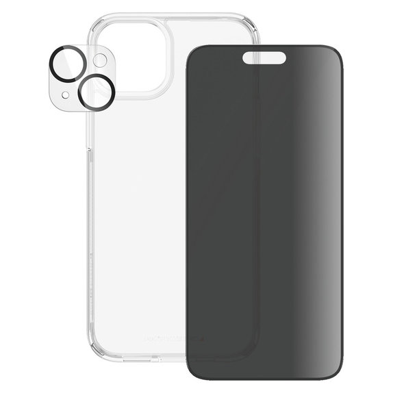 Bundle PicturePerfect + Tvrzené sklo UWF Privacy + Hard Case D3O pro iPhone 15 Plus, PanzerGlass