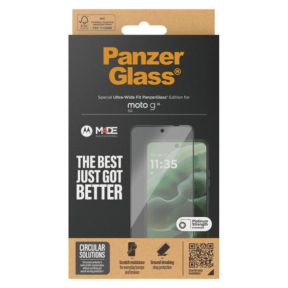 Tvrzené sklo UWF pro Motorola Moto G35 5G, Černá, PanzerGlass