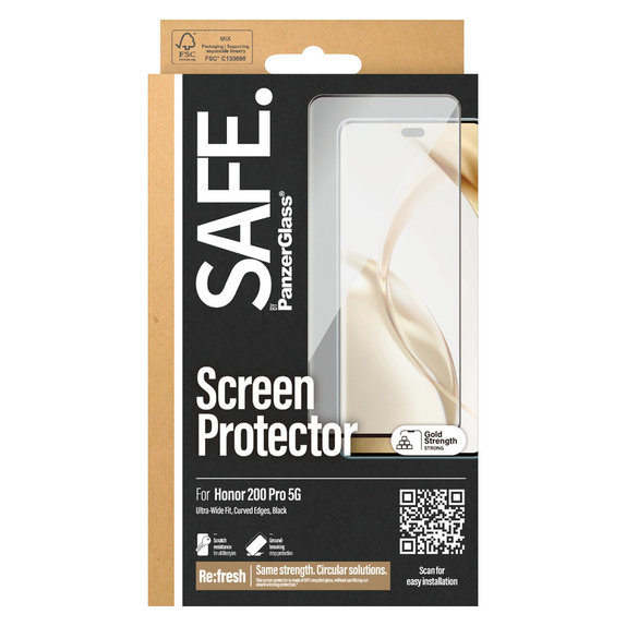 Tvrzené sklo UWF pro Honor 200 Pro, Černá, SAFE by PanzerGlass