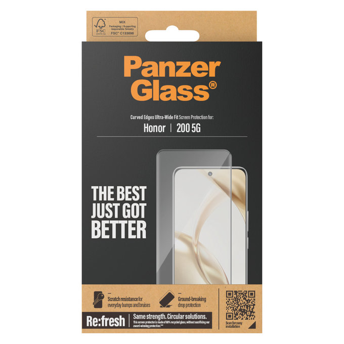 Tvrzené sklo Re:Fresh UWF pro Honor 200, Černá, PanzerGlass