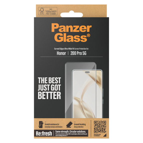 Tvrzené sklo Re:Fresh UWF pro Honor 200 Pro, Černá, PanzerGlass