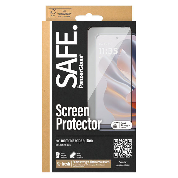 Tvrzené sklo UWF pro Motorola Edge 50 Neo, Černá, SAFE by PanzerGlass