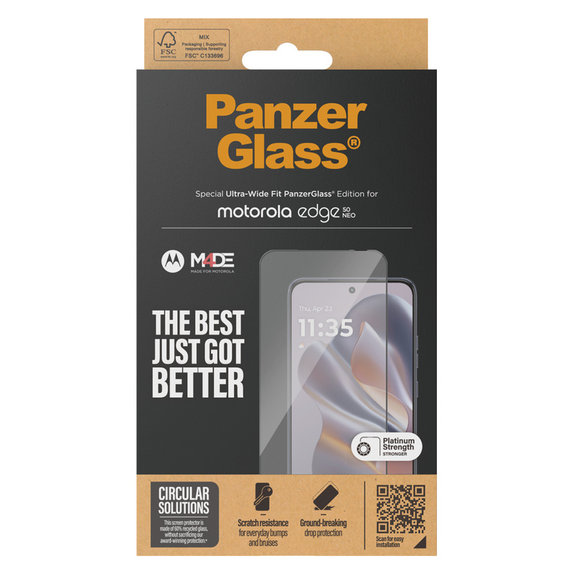 Tvrzené sklo UWF pro Motorola Edge 50 Neo, Černá, PanzerGlass