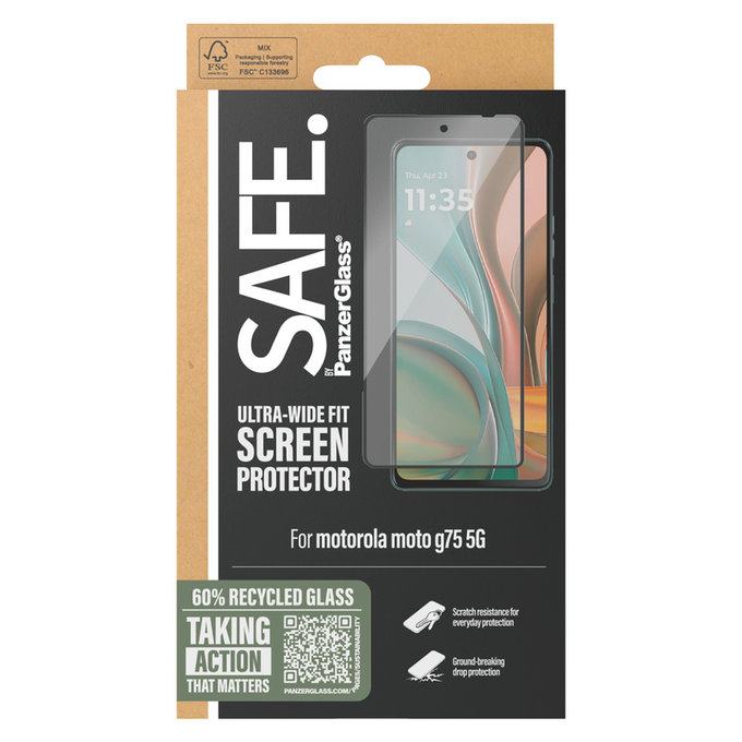 Tvrzené sklo UWF pro Motorola Moto G75 5G, Černá, SAFE by PanzerGlass