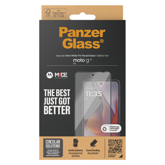 Tvrzené sklo UWF pro Motorola Moto G75 5G, Černá, PanzerGlass