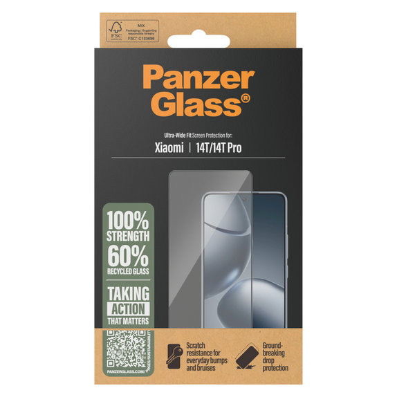 Tvrzené sklo UWF pro Xiaomi 14T/14T Pro, Černá, PanzerGlass