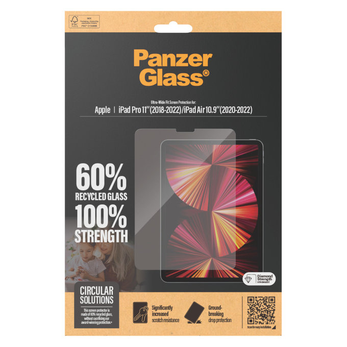 Tvrzené sklo UWF pro iPad Pro 11"/Air 10,9'', Čirá, PanzerGlass