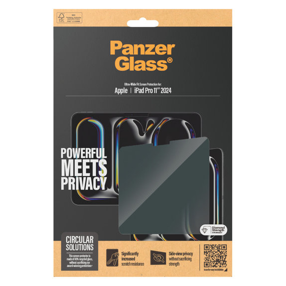 Tvrzené sklo UWF Privacy pro iPad Pro 11'', Čirá, PanzerGlass