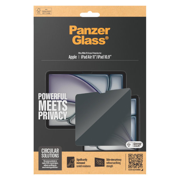 Tvrzené sklo UWF Privacy pro iPad 10,9"/Air 11'', Čirá, PanzerGlass