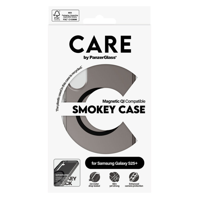 Pouzdro Smokey s černým QI pro Samsung Galaxy S25+, Černá, PanzerGlass
