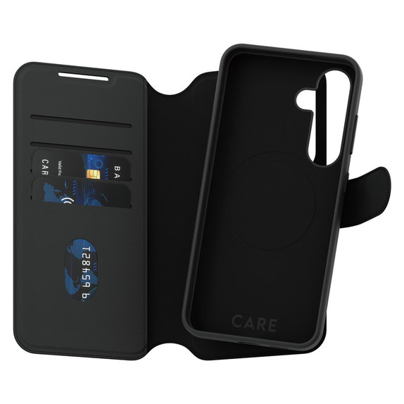 Pouzdro Wallet Tango Two-In-One s QI pro Samsung Galaxy S25, Černá, PanzerGlass