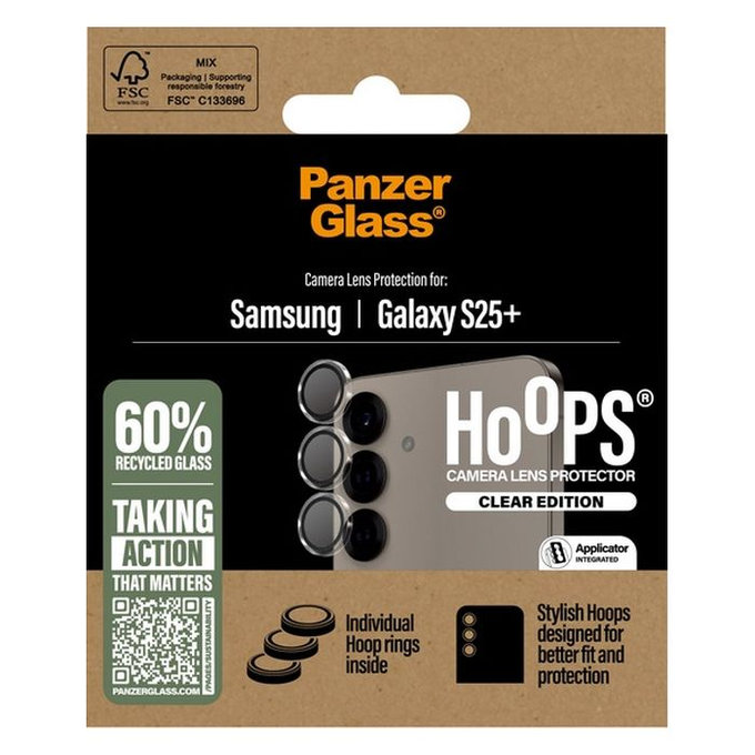 PanzerGlass - Ochranný kryt Objektívu Fotoaparátu Hoops pro Samsung Galaxy S25+, transparentná