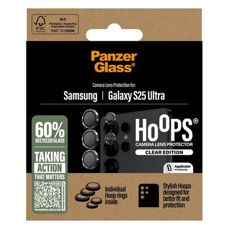 PanzerGlass - Ochranný kryt Objektívu Fotoaparátu Hoops pro Samsung Galaxy S25 Ultra, transparentná