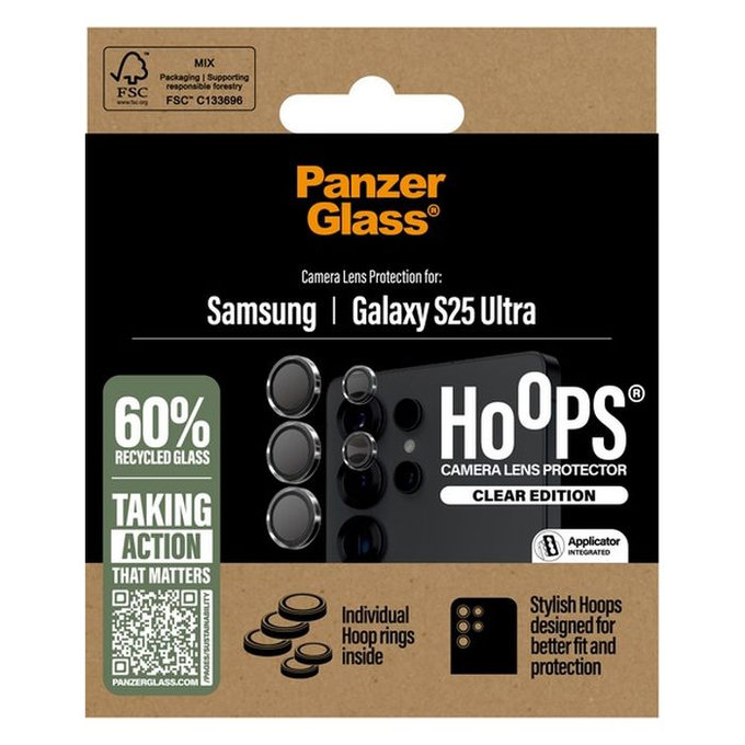 PanzerGlass - Ochranný kryt Objektívu Fotoaparátu Hoops pro Samsung Galaxy S25 Ultra, transparentná