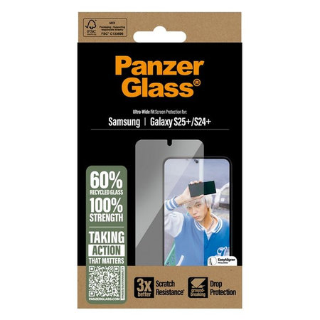 PanzerGlass - Tvrzené Sklo UWF s aplikátorem pro Samsung Galaxy S25+, transparentná