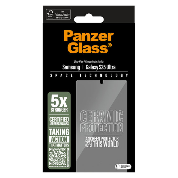 Tvrzené sklo UWF Ceramic s aplikátorem pro Samsung Galaxy S25 Ultra, Čirá, PanzerGlass