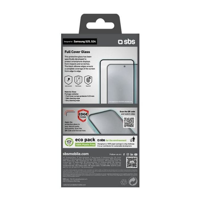 SBS - Tvrzené Sklo Full Cover pro Samsung Galaxy S24 a S25, černá