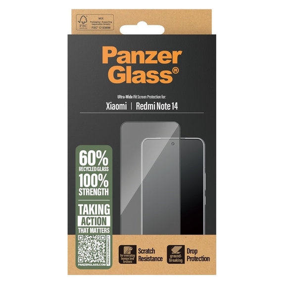 Tvrzené sklo UWF pro Xiaomi Redmi Note 14, Černá, PanzerGlass