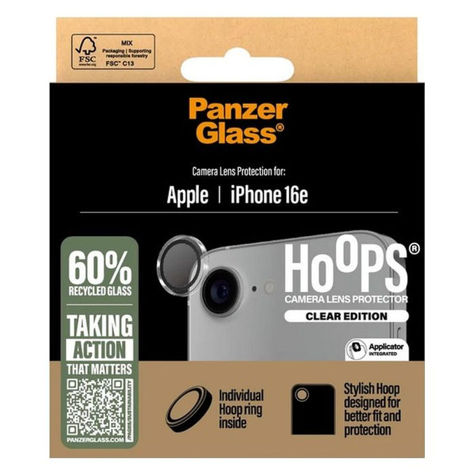 PanzerGlass - Ochranný Kryt Objektivu Fotoaparátu Hoops pro iPhone 16e, černá