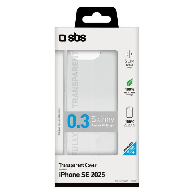 SBS - Pouzdro Skinny pro iPhone 16e, transparentná