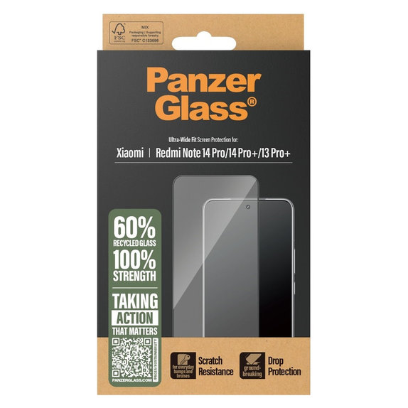 Tvrzené sklo UWF pro Xiaomi Redmi Note 14 Pro/14 Pro+/13 Pro+, Černá, PanzerGlass