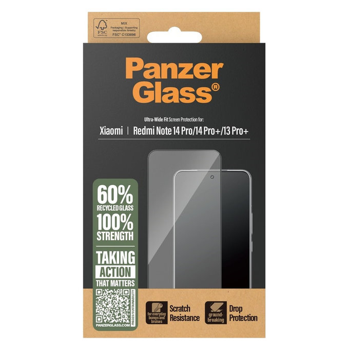 Tvrzené sklo UWF pro Xiaomi Redmi Note 14 Pro/14 Pro+/13 Pro+, Černá, PanzerGlass