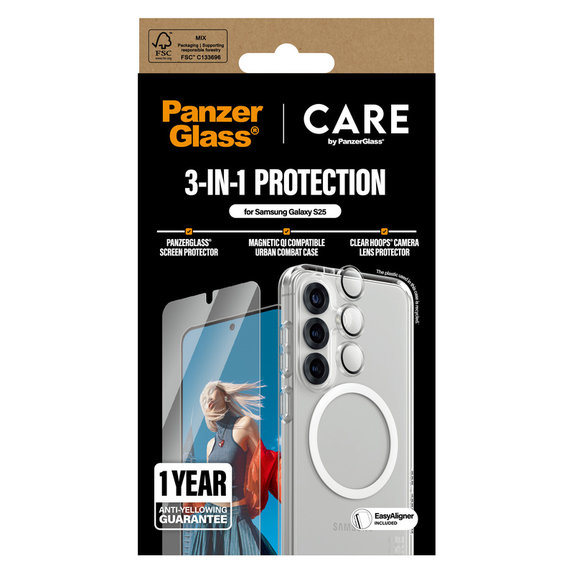 Bundle 3v1 pro Samsung Galaxy S25, PanzerGlass