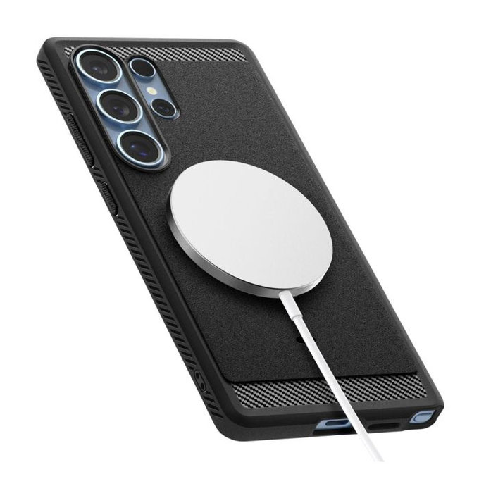 Spigen - Pouzdro Rugged Armor s MagSafe pro Samsung Galaxy S25 Ultra, Matte Black