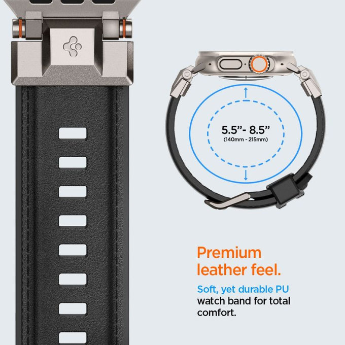 Spigen - Řemínek Durapro Armor PU pro Apple Watch (42, 44, 45, 49mm), černá