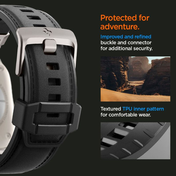 Spigen - Řemínek Durapro Armor PU pro Apple Watch (42, 44, 45, 49mm), černá