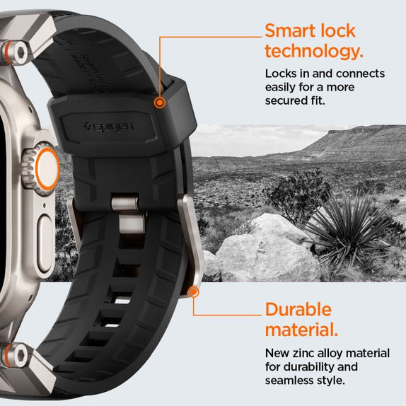 Spigen - Řemínek Durapro Armor PU pro Apple Watch (42, 44, 45, 49mm), černá