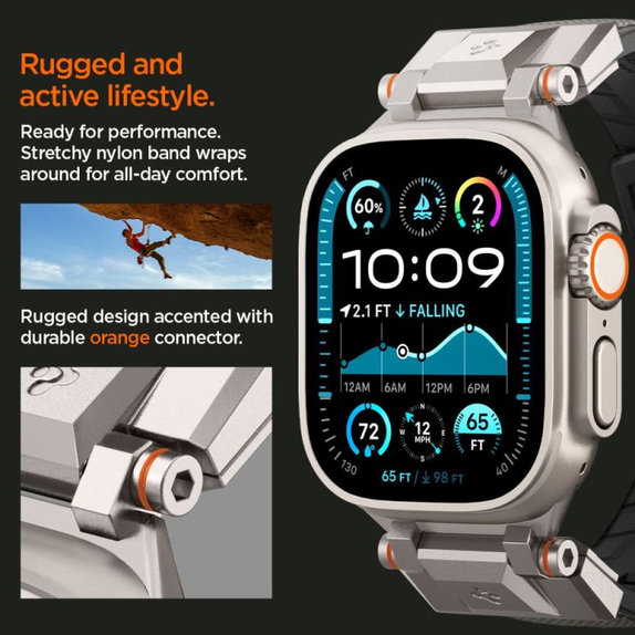 Spigen - Řemínek Durapro Armor pro Apple Watch (42, 44, 45, 49mm), šedá