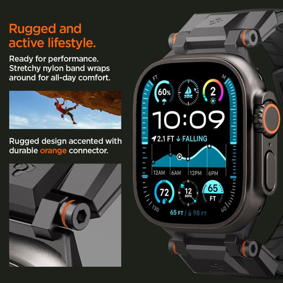 Spigen - Řemínek Durapro Armor pro Apple Watch (42, 44, 45, 49mm), Black Edition