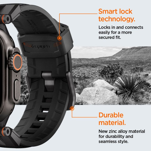 Spigen - Řemínek Durapro Armor pro Apple Watch (42, 44, 45, 49mm), Black Edition