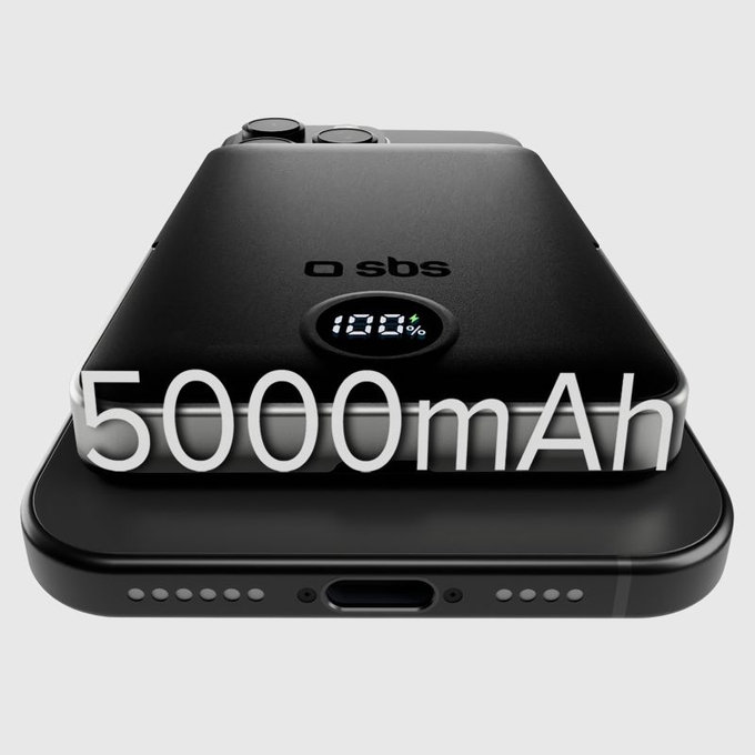 SBS - PowerBank 5000mAh, 20W, Power Delivery, Mag Stand, černá