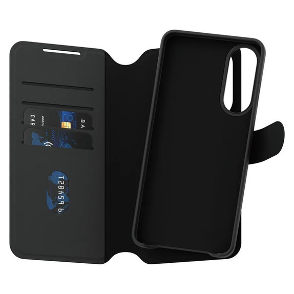 Pouzdro Wallet Tango Two-In-One s QI pro Samsung Galaxy S25 Edge, Černá, PanzerGlass
