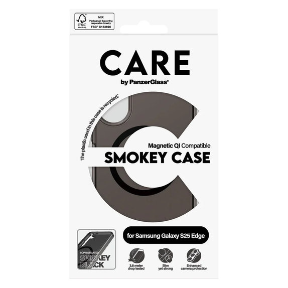 Pouzdro Smokey s černým QI pro Samsung Galaxy S25 Edge, Černá, PanzerGlass