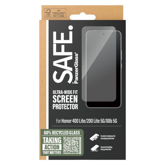 Tvrzené sklo UWF pro Honor 400 Lite, Černá, SAFE by PanzerGlass