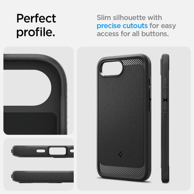 Spigen - Pouzdro Rugged Armor s MagSafe pro iPhone 16e, Matte Black