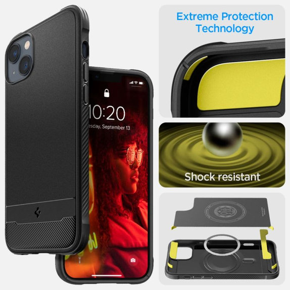 Spigen - Pouzdro Rugged Armor s MagSafe pro iPhone 14, Matte Black