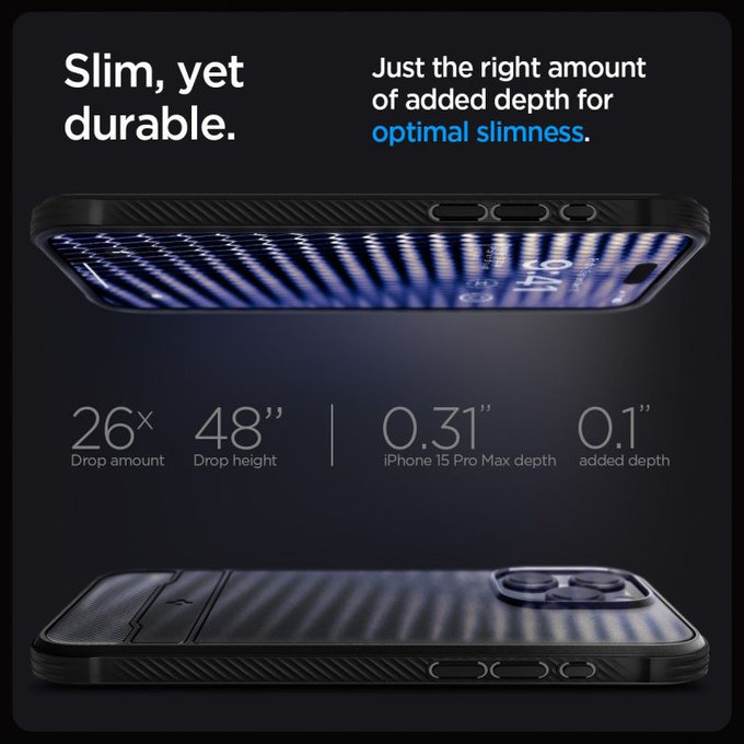 Spigen - Pouzdro Rugged Armor s MagSafe pro iPhone 15 Pro Max, Matte Black