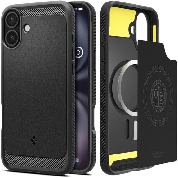 Spigen - Pouzdro Rugged Armor s MagSafe pro iPhone 16, Matte Black
